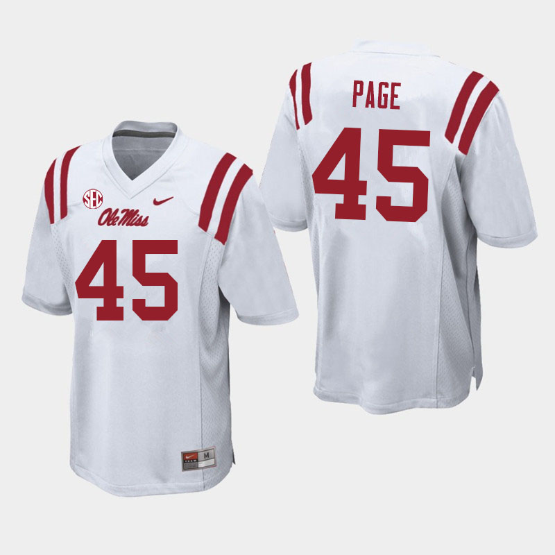 Fred Page Ole Miss Rebels NCAA Men's White #45 Stitched Limited College Football Jersey LKW2658GY
